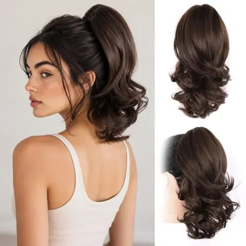 ZQIAN BEAUTY 14-inch ponytail extension in chocolate brown