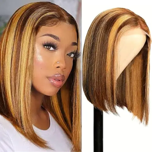 NICMISS 4x4 Lace Front Straight Bob Wig in Ombre 4/27