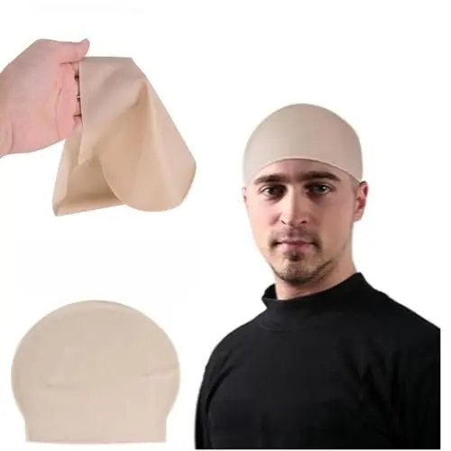 SZXTGMY silicone bald cap on a model showing smooth bald head