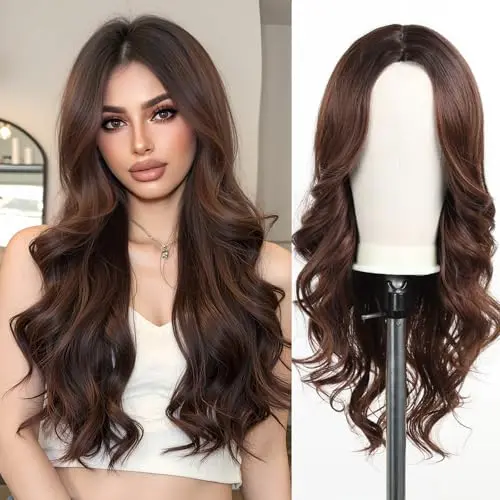 Esmee Long Wavy Natural Synthetic Brown Ombre Wig for Women