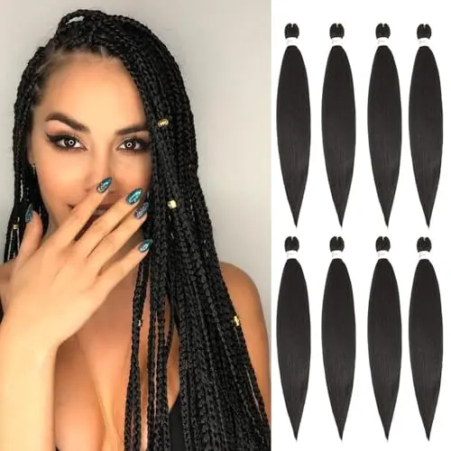 Black pre-stretched braiding hair packs