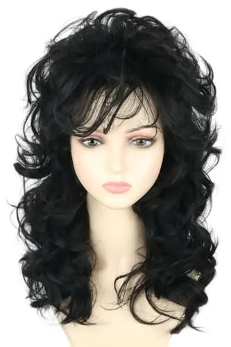 Black long curly beehive wig by LeMarnia