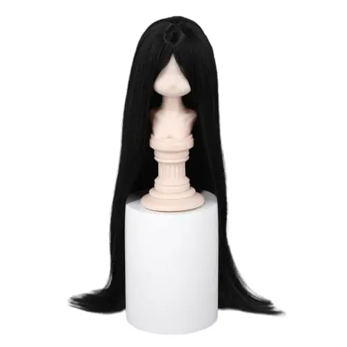 Long straight black ball-jointed doll wig
