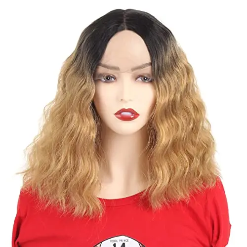 Leeven short wavy bob lace wig in warm T27 colour displayed