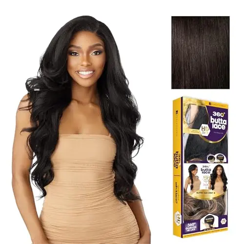 Straight 360 lace wig with wider parting and pre-plucked hairline