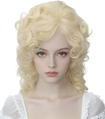 Linfairy long vintage beehive wig in blonde curly