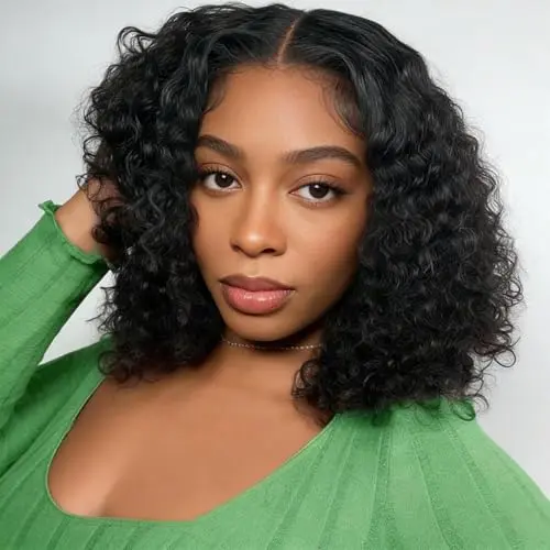 Celiarita Curly Bob 5x5 HD Lace Closure Wig 12 Inch Natural