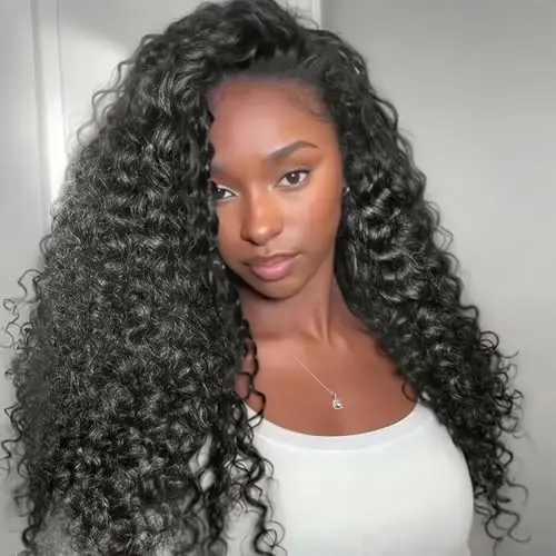 XSY deep curly half wig human hair natural black
