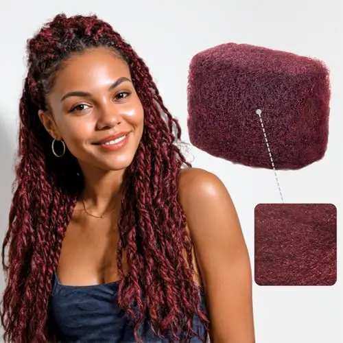 IUC Afro Kinky Bulk Human Hair 16 Inch Burgundy