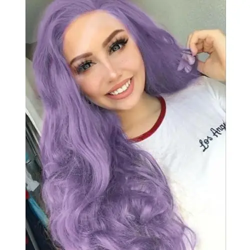 Light purple wavy lace front wig with HD lace