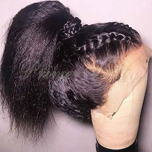 Fereowth 12-inch yaki straight lace front human hair bob wig