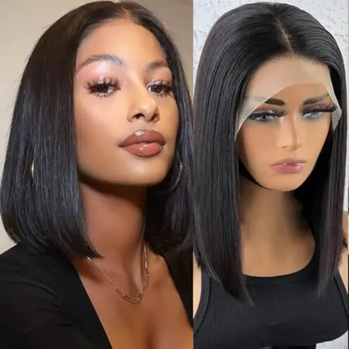 Querary 13x4 HD Lace Straight Bob Wig in Natural Black