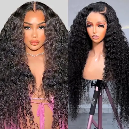Deep wave lace front wig with 13x6 HD transparent lace and 200 density