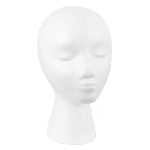 White compact foam wig head with 20-inch circumference