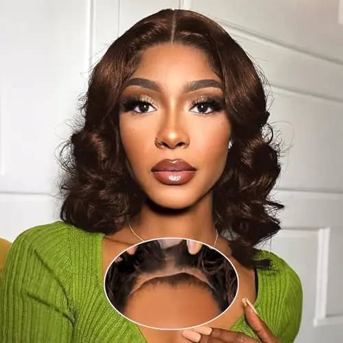 TNICE 12 inch chocolate brown body wave bob wig