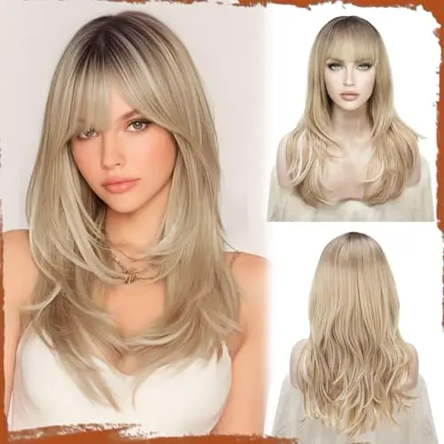 Sofeiyan Blonde with Black Roots Straight Wig