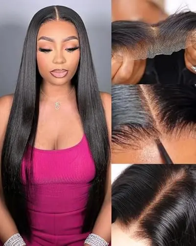 Ebarly 13x6 glueless drawstring frontal wig bone straight natural black