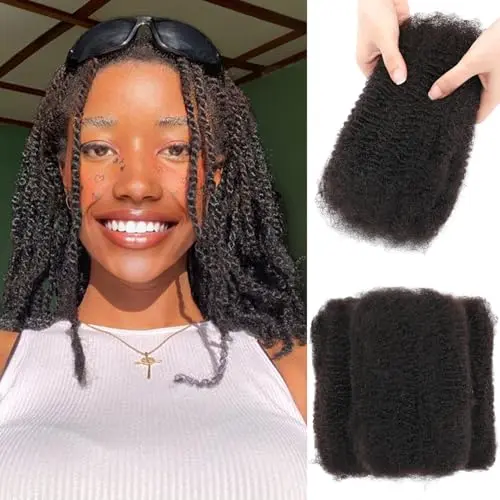 Himolin Afro Kinky Bulk Human Hair 12 Inch 1B