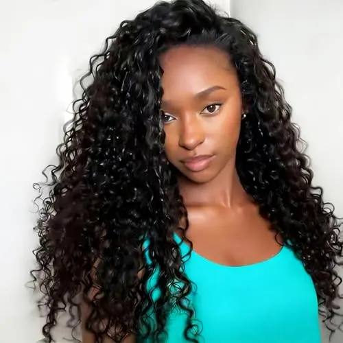 Curly virgin hair half wig by Celiarita with drawstring cap