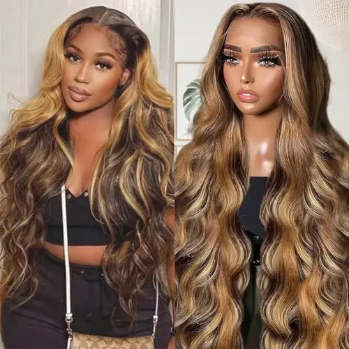 XSY 30 inch honey blonde body wave human hair lace front wig product image