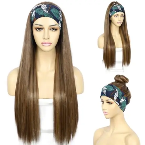 Sapphirewigs 26-Inch Highlight Copper Brown Headband Wig