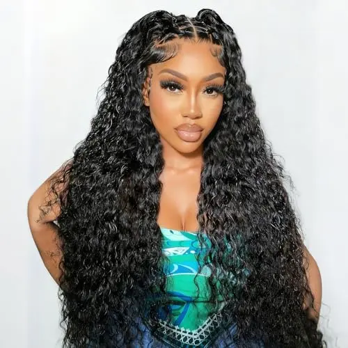 Beluck 13x6 deep wave lace front wig in natural black