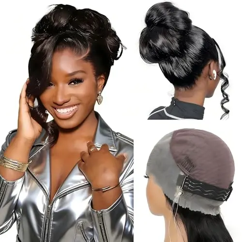 Beluck 360 lace body wave black frontal wig human hair