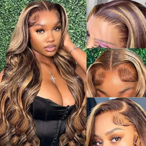 Tryfey 13x4 Body Wave Brown Mixed Honey Blonde Human Hair Wig