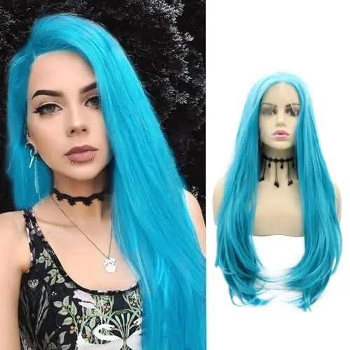 AFBeauty 24 inch straight aqua blue 13x4 lace front wig