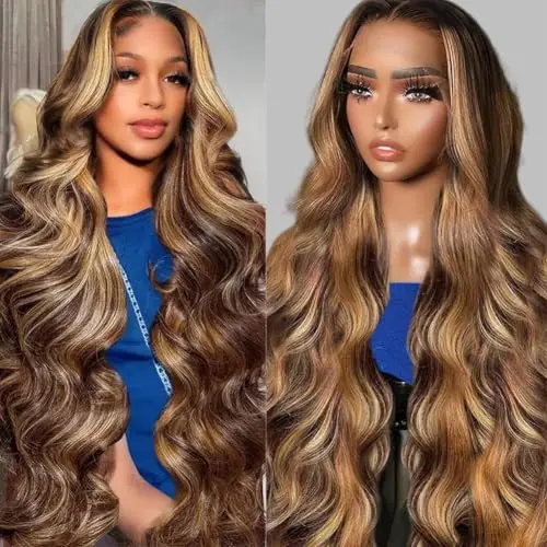 Sunelk 30-Inch Honey Blonde Ombre Body Wave Lace Front Wig