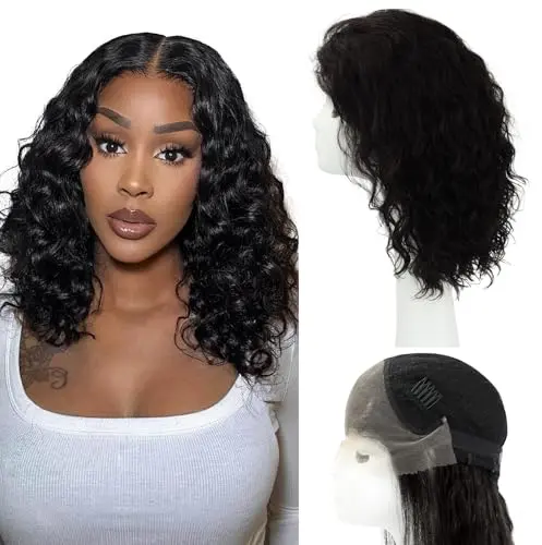Kolala 13x4 human hair lace front wig 14 inch natural black