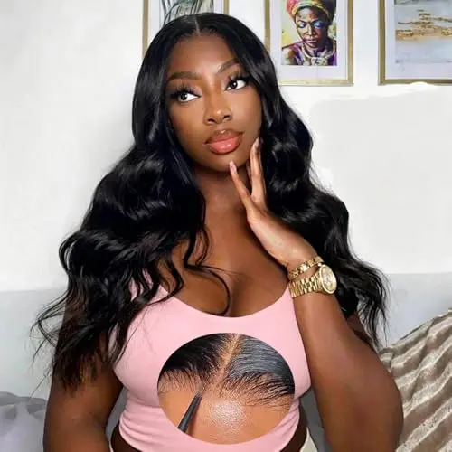 LJZYW wear and go glueless 5x5 HD lace wig with 18-inch body wave in natural colour