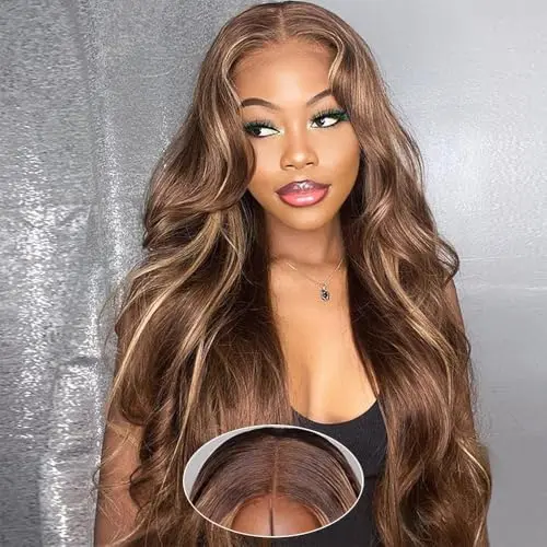 LJZYW 5x5 HD Lace Body Wave Glueless Wig with Highlight Ombre