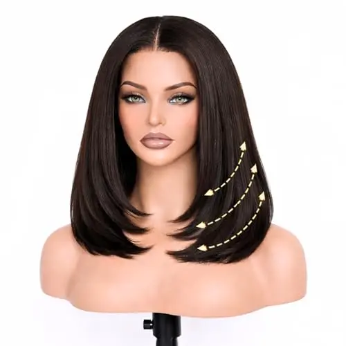 Tsiyu natural black 12 inch yaki straight bob wig