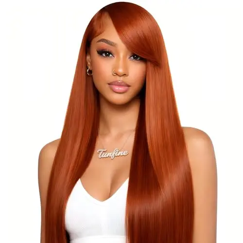 tunfine 13x6 Straight HD Lace Front #350 Ginger Orange Wig