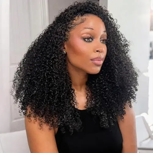 Queenset 20-inch kinky curly half wig in natural black