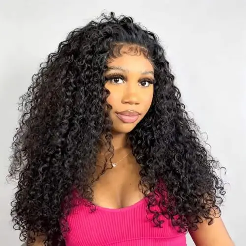 NICMISS deep wave 18 inch human hair half wig with 200% density and 3-in-1 style