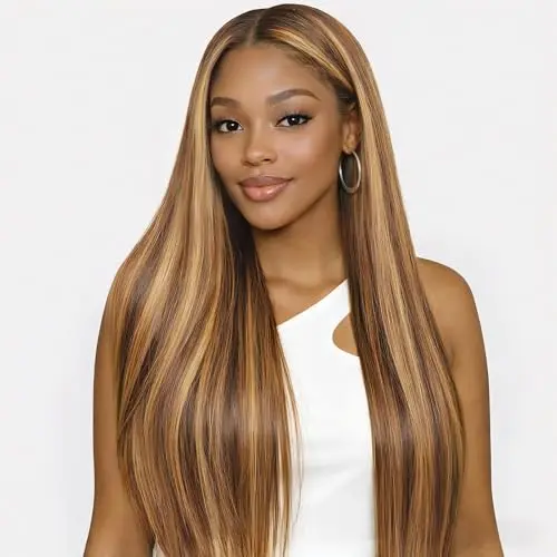 Beluck 13x6 glueless lace front human hair wig in honey blonde ombre with drawstring cap