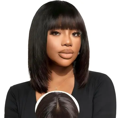 Beluck 200 density straight bob wig with bangs