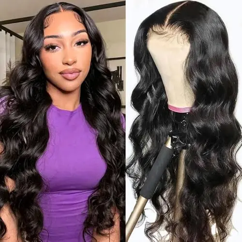 LJZYW 13x4 body wave lace front wig in natural black