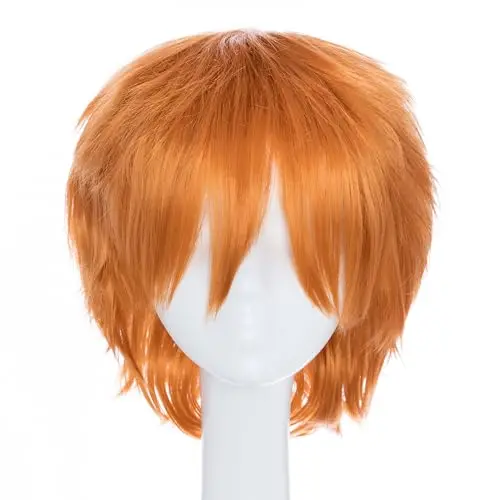 S-noilite short pixie wig with bangs in bright burnt orange