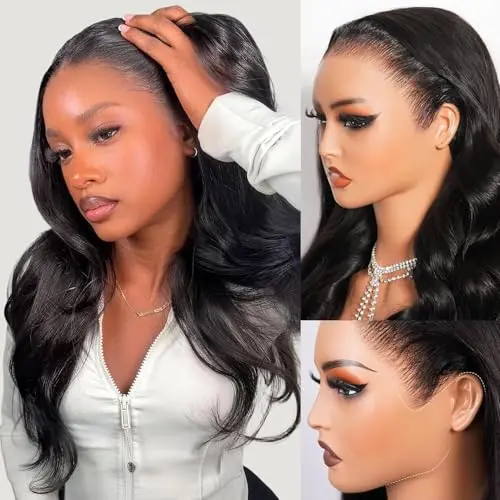Arabella 13x6 HD lace front human hair glueless wig on model