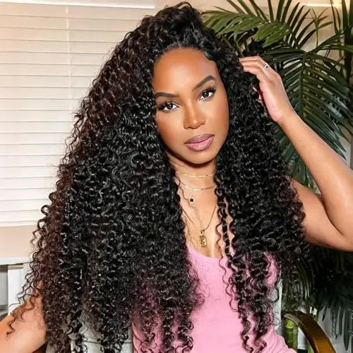 Deep wave half wig with seamless drawstring and flip-over style