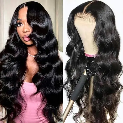 LJZYW 13x4 HD body wave black frontal wig human hair