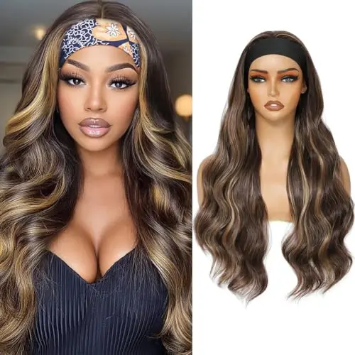 Yacurcur 28-inch long body wave headband wig in colour 27/33