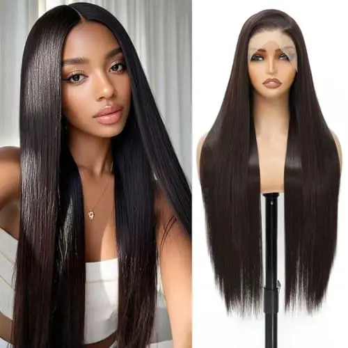 Geogroket 13x6 lace frontal straight brown wig