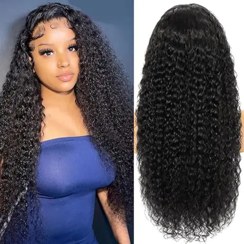 Coshgirl deep wave 5x5 glueless closure wig in natural black, 20 inch