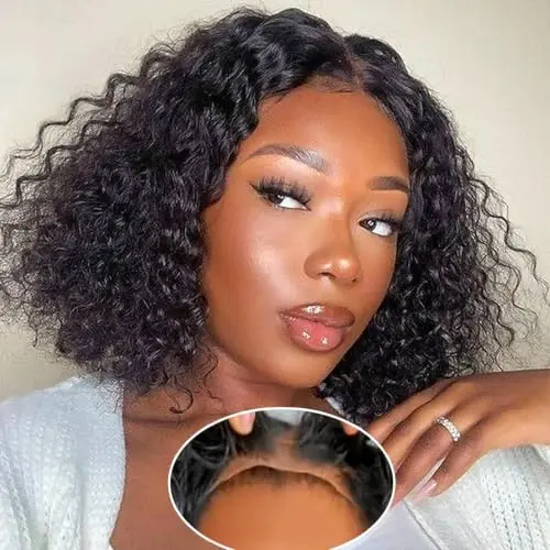 Kalomonia 4x4 HD lace wear and go deep wave bob wig in natural black