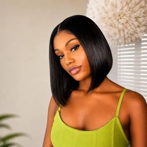 Tryfey 4x4 HD lace front bob with bangs Brazilian virgin hair wig in natural colour