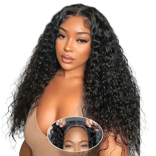 Bellarayine 5x5 glueless deep wave wig natural colour on a mannequin